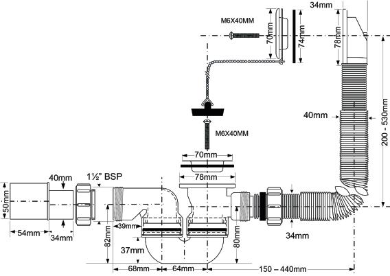 McALPINE Обвязка для ванны ф 40-50/  MRB1-EX