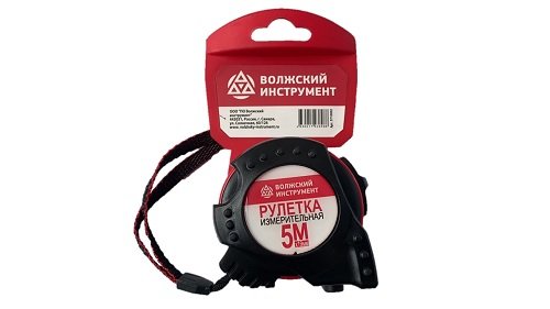 Рулетка измерительная Волжский инструмент 5м*25мм обрезиненный корпус