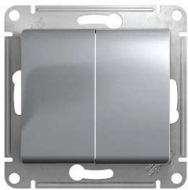 Переключатель двухклавишный GLOSSA алюминий сх.6+6  GSL000365
