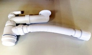 Сифон мини 1 1/2*40 телескоп.с нержавеющимм выпуском 63мм (для раковины над стиральной машиной) 