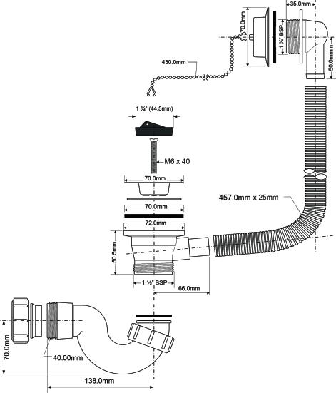 McALPINE Обвязка для ванны d.1 1/2"/  MRB5