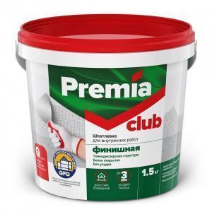 Шпатлевка Premia Club финишная для внутренних работ 1,5кг ЯК 