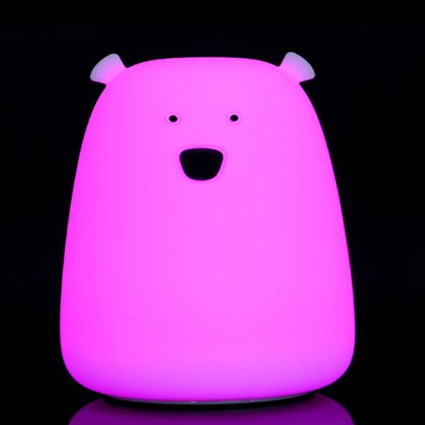Ночник силиконовый  МИШКА LED розовый 3*ААА 