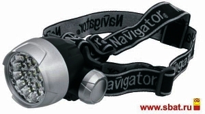 Фонарь налобный NPTH01-3AAA(3*R03)25св/в серебро+черный Navigator