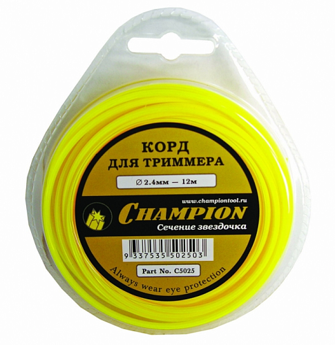 Леска для трим. CHAMPION 2,4мм*12м (звезда)