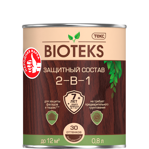 Состав защитный 2 в 1 бесцветный BIOTEKS 0,8л
