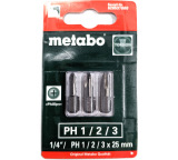 Набор бит METABO Pozidriv (3 шт; PZ 1/2/3; torsion), 25мм / 628538000
