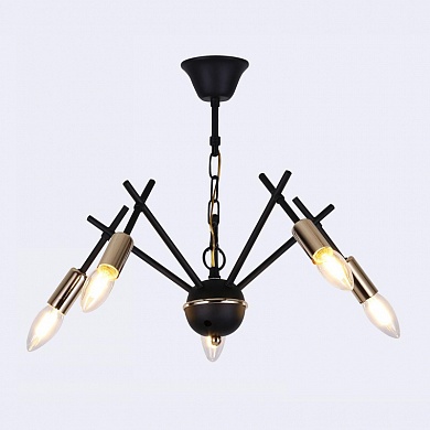 Люстра RH8067/5 BK+FGD черный/золото 5x40W E14, OUM18 d540 h200 Lumis