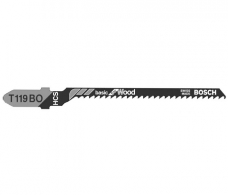 Пилки для лобзика по дереву, ДСП BOSCH T119 BО, 56 мм криволинейный рез, HCS