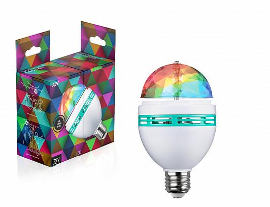 Лампа LED 3Вт E27 220В проектор RGB DISCO / REV