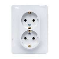 Розетка двойная с заземлением GLOSSA белая GSL000124