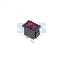 Микро выключатель красный с подсветкой 6А/220/4к/ON-OFF 