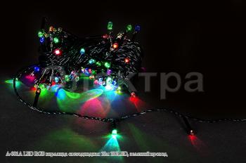 A-001A LED RGB гирлянда светодиодная 10м 100LED, зеленый провод, IP20
