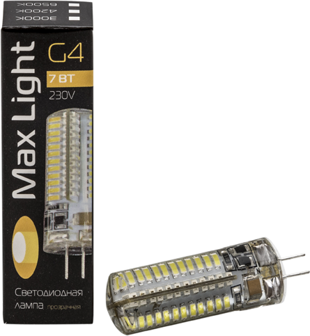 Лампа LED G4 7Вт/220В/4200К/холодный цвет/силикон/MaxLight 