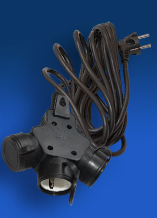 Удлинитель 3гнезда 5м/ПВС 3х1,5 /с/з /16А/ 220V IP44 каучук/