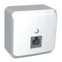 Розетка наружная телефонная RJ-11 белая/Этюд/TELA-001b