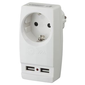 Адаптер "Polynom" розетка с/з 220в+2хUSB 2100mA белый/Эра\Smartbuy