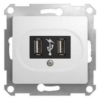 Розетка USB GLOSSA белая GSL000132/GSL000133***