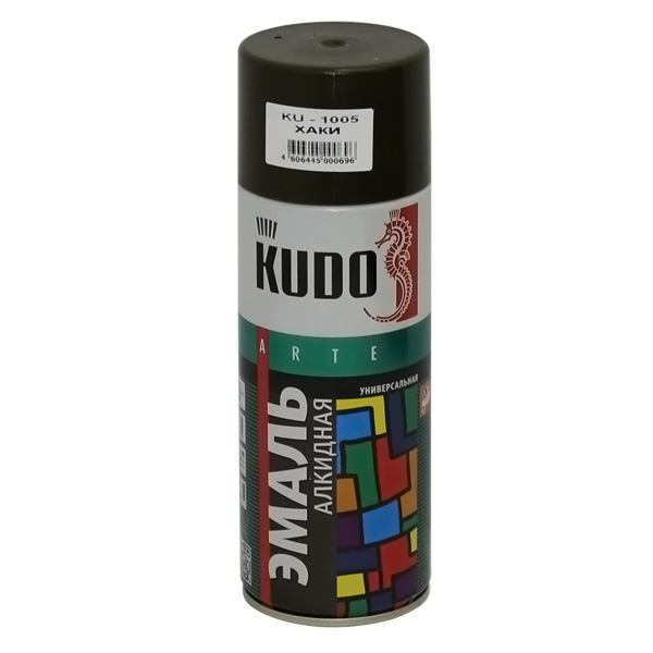 Kudo 1005 Эмаль аэрозоль универсальная хаки глянцевая (ф.-520 мл)