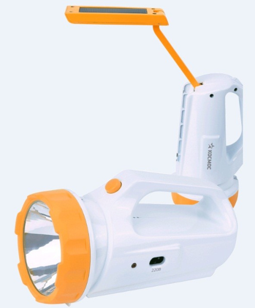 Космос фонарь-прожектор 678S LED (акк. 4V 1.2Ah) 1 светодиод 3W (300lm) +16LED, белый/пластик, 3 реж