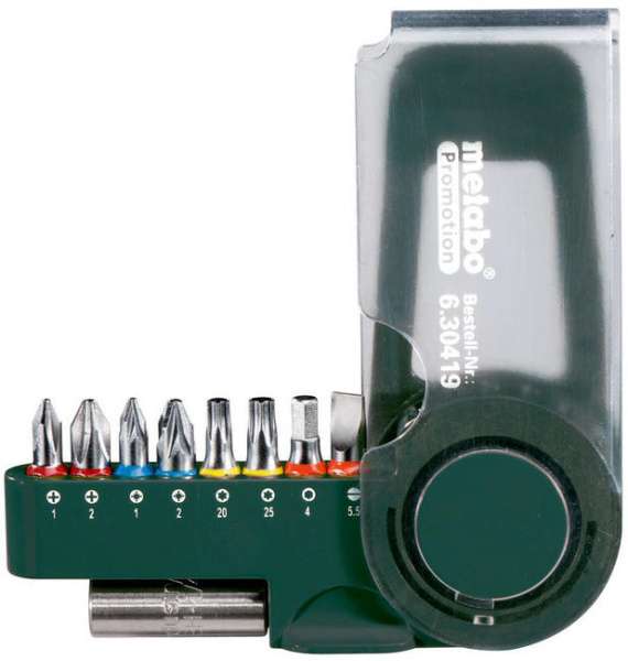 Набор бит METABO 25мм (PH, PZ, SL, T, TTR, H),  9шт/630419000