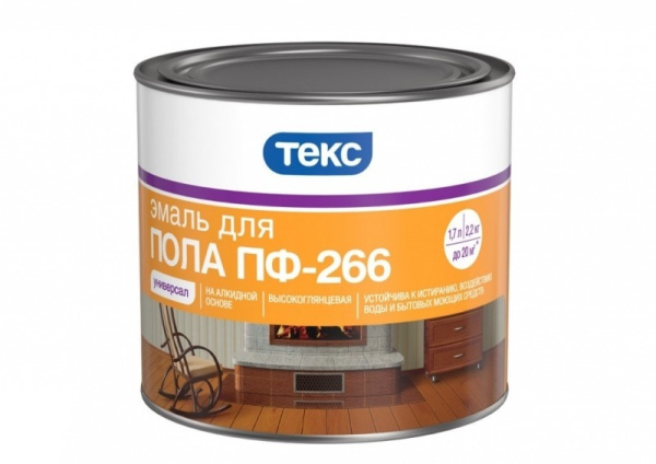 Эмаль для пола Текс ПФ-266 Универсал красно-коричневая (2,2 кг)