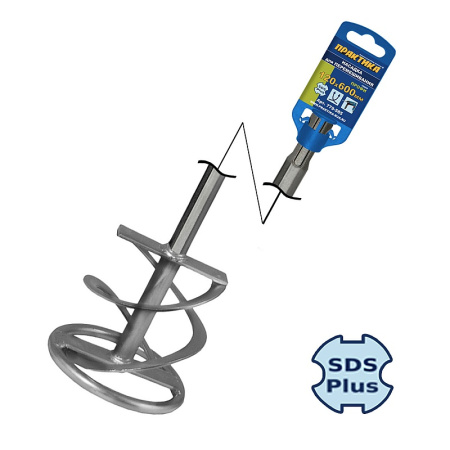 Насадка для перемешивания ПРАКТИКА хвостовик SDS-plus,120 х 600, гипс, клей для плитки/779-585