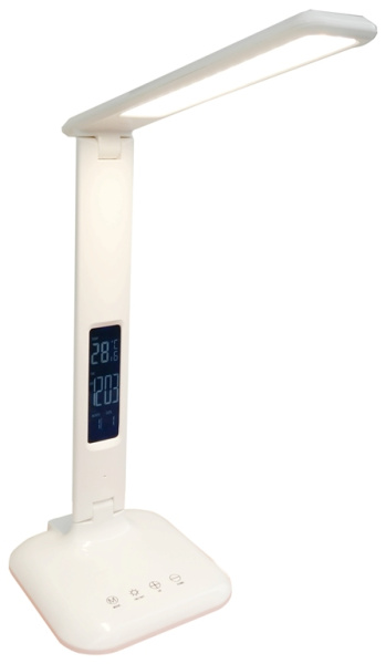 Светильник настольный белый GLTL-034 LED 8вт дисплей с часами.регулировка света /General/800034