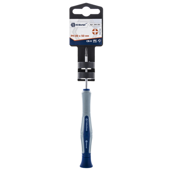 Отвертка для точных работ КОБАЛЬТ Ultra Grip PH 00 х 50 мм CR-V, двухкомпонентная рукоятка/245-251