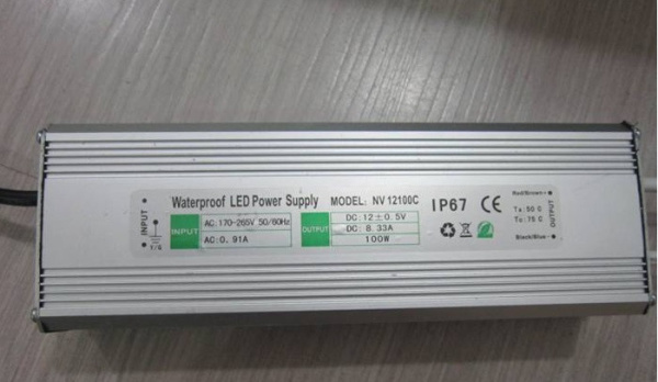 Трансформатор для LED ленты 100Вт/12V/IP67/металл