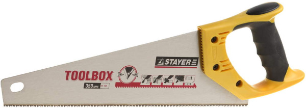 Ножовка многоцелевая STAYER TOOLBOX 350 мм, 11 TPI, мелкий прямой закаленный зуб, точный рез