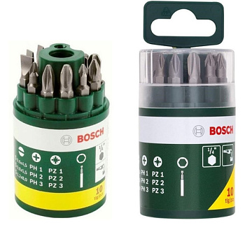 Набор бит BOSCH 25мм 10шт(PH1,2,3;PZ1,2,3;Т20,25,30) /2607019452