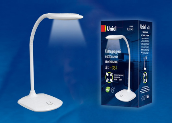 Светильник LED TLD-543 5вт белый механический выключатель 3-режима/3000-4500К/Uniel***
