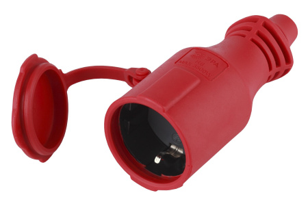 Розетка кабельная с/з каучук красная 16А 220V IP44/Эра