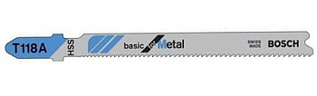 Пилки для лобзика по стали BOSCH T118 A, 67 мм, чистый рез, HSS
