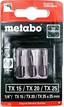 Набор бит METABO Torx (3 шт; TX 15/20/25; torsion), 25мм / 628539000