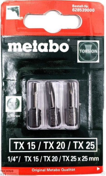 Набор бит METABO Torx (3 шт; TX 15/20/25; torsion), 25мм / 628539000