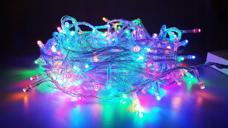 Гирлянда  300LED/RGB/ 18мертов прозрачный шнур 220V