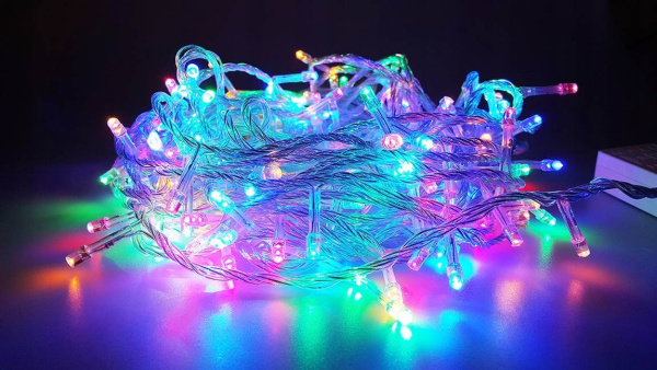 Гирлянда  300LED/RGB/ 18мертов прозрачный шнур 220V