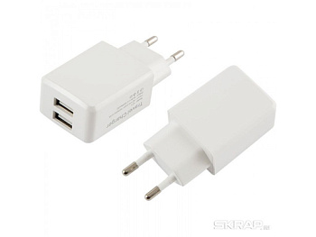 Сетевое зарядное устройство Egergy ET-08 2USB разьема,2.1А,белый d006293