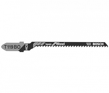 Пилки для лобзика по дереву, ДСП BOSCH T119 BО, 56 мм криволинейный рез, HCS