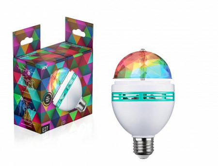 Лампа LED 3Вт E27 220В проектор RGB DISCO / REV