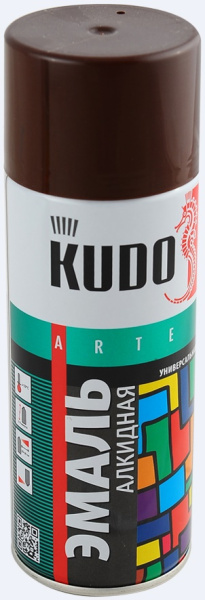 Kudo 1012 Эмаль аэрозоль универсальная коричневая глянцевая (ф.-520 мл)