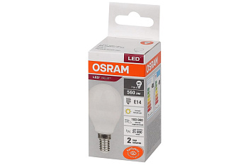Лампа светодиодная шар 7W Е14/3000К/560Лм/теплый свет/OSRAM