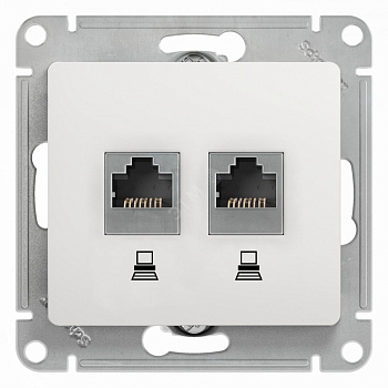 Розетка компьютерная 2-я RJ45 кат 5е GLOSSA белая GSL000185KК