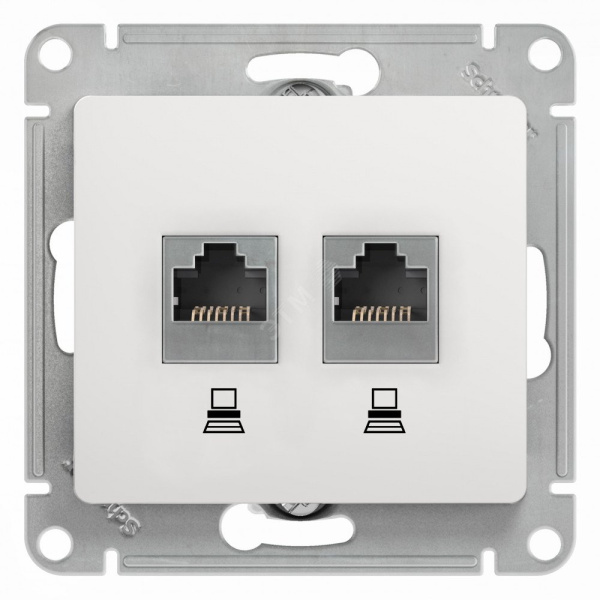 Розетка компьютерная 2-я RJ45 кат 5е GLOSSA белая GSL000185KК