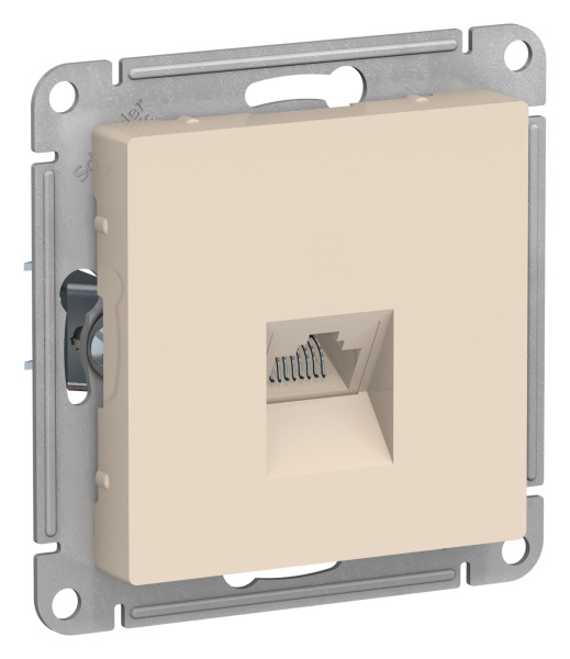 Розетка 1-я компьютерная RJ45 бежевая AtlasDesign