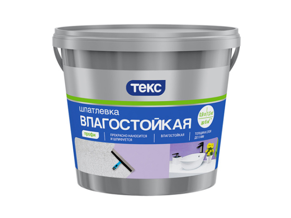 Шпатлевка влагостойкая акрилатная "ПРОФИ" (0,9 кг.) "Текс"