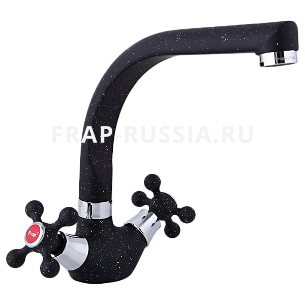 Смеситель для кухни, силумин, керамическая кран-букса F5408-7, черный**