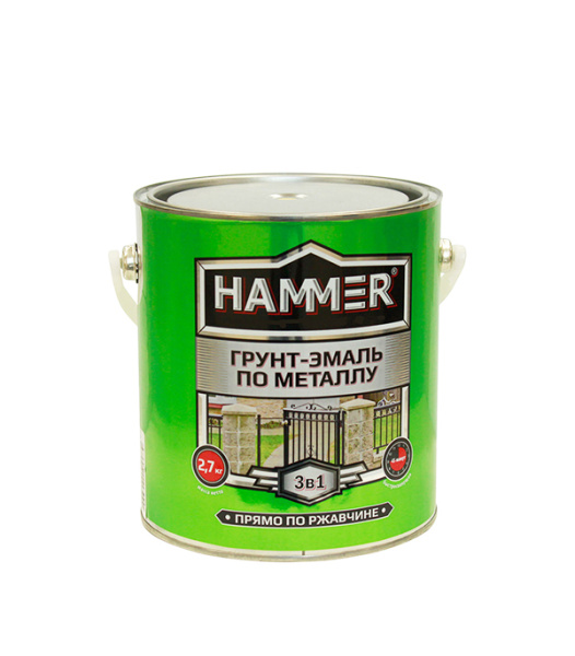 Грунт-эмаль по металлу HAMMER черный (ф.-2,7 кг)